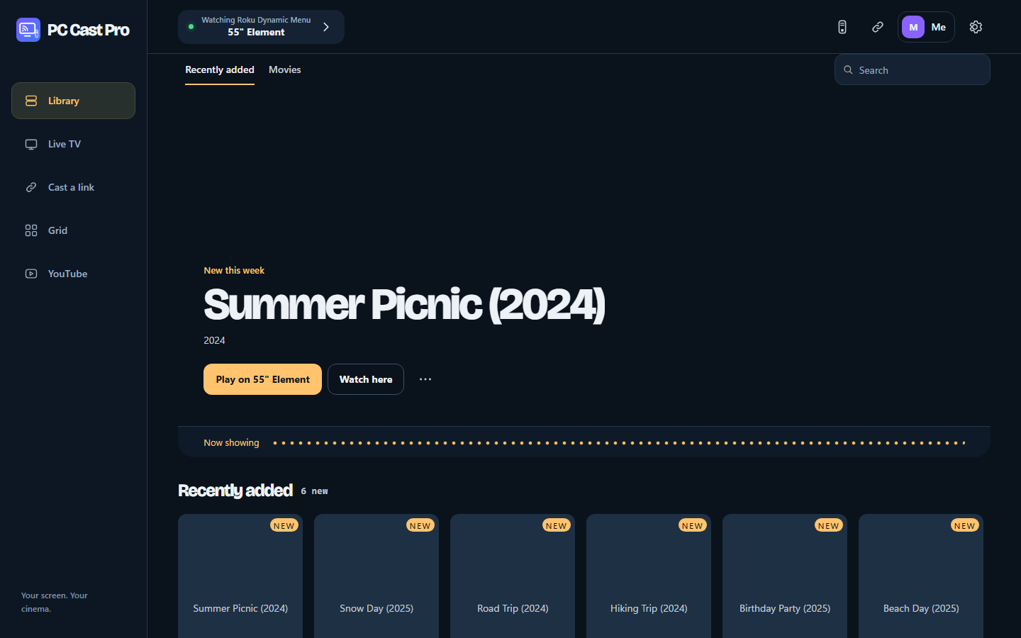 PC Cast Pro's video library